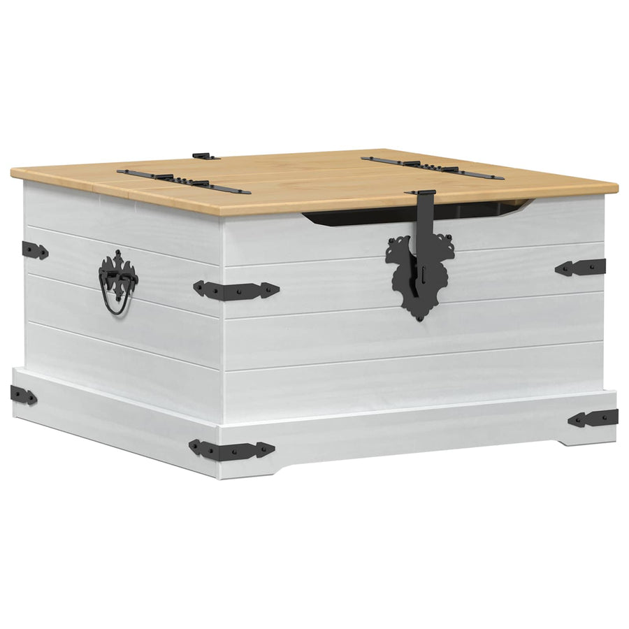 storage box met plank Wit 78 x 78 x 45 cm Massief grenenhout