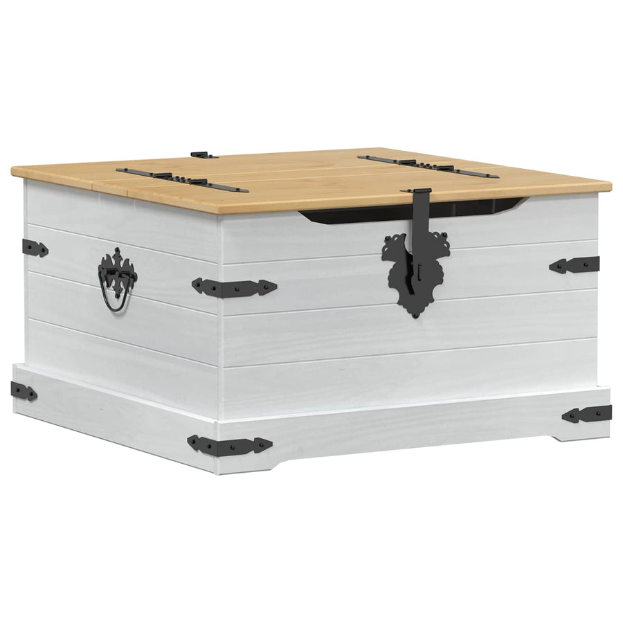 storage box met plank Wit 78 x 78 x 45 cm Massief grenenhout
