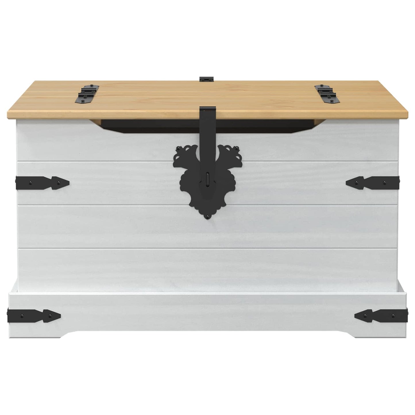 storage box met plank Wit 78 x 78 x 45 cm Massief grenenhout