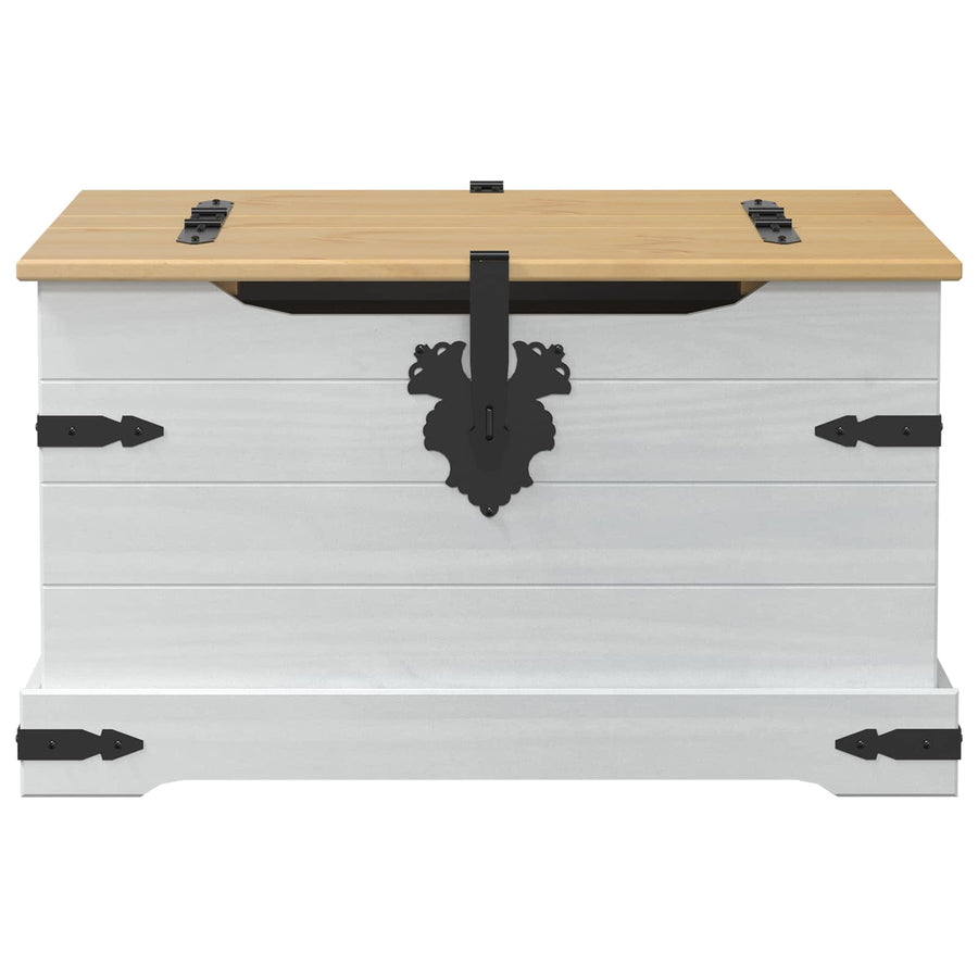 storage box met plank Wit 78 x 78 x 45 cm Massief grenenhout