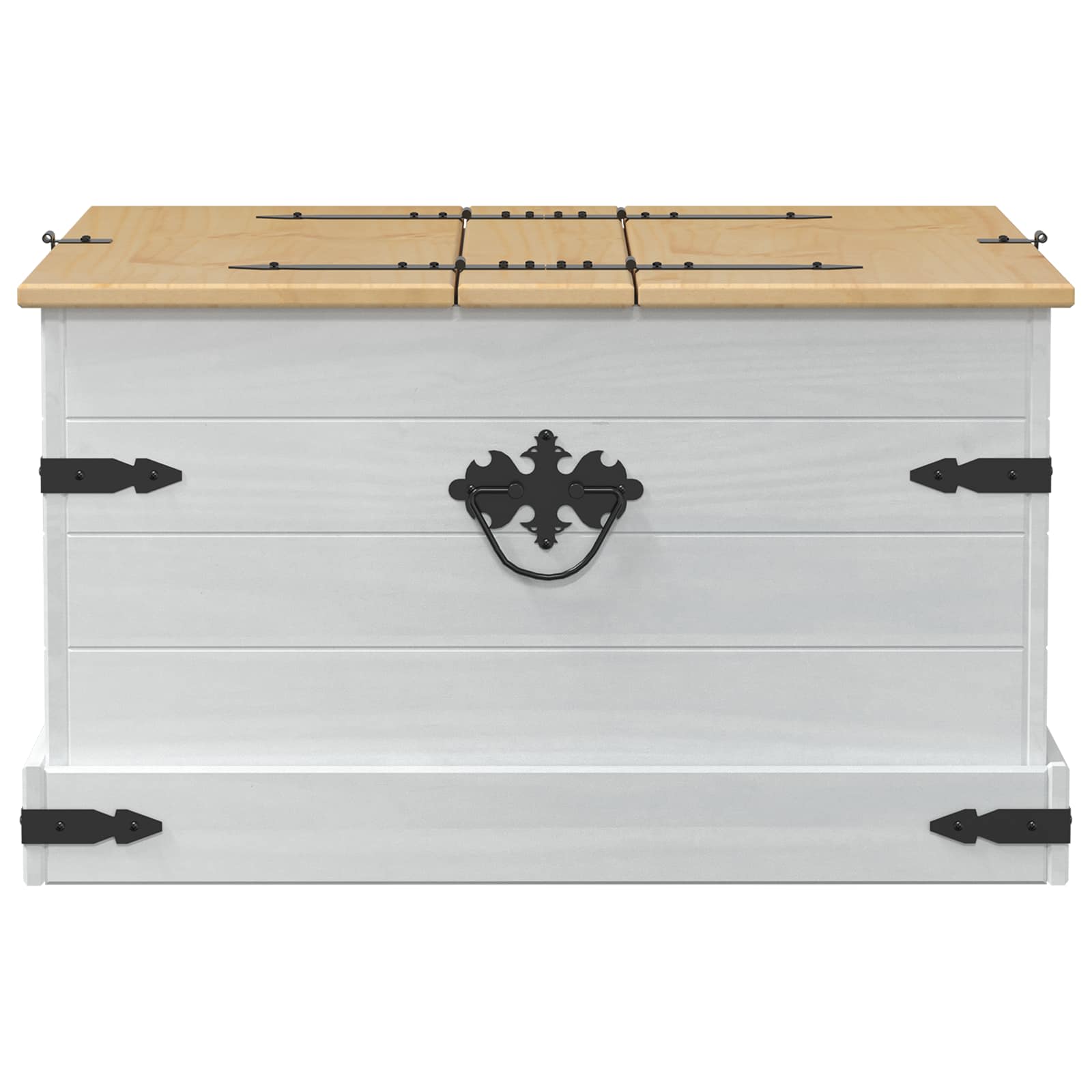 storage box met plank Wit 78 x 78 x 45 cm Massief grenenhout