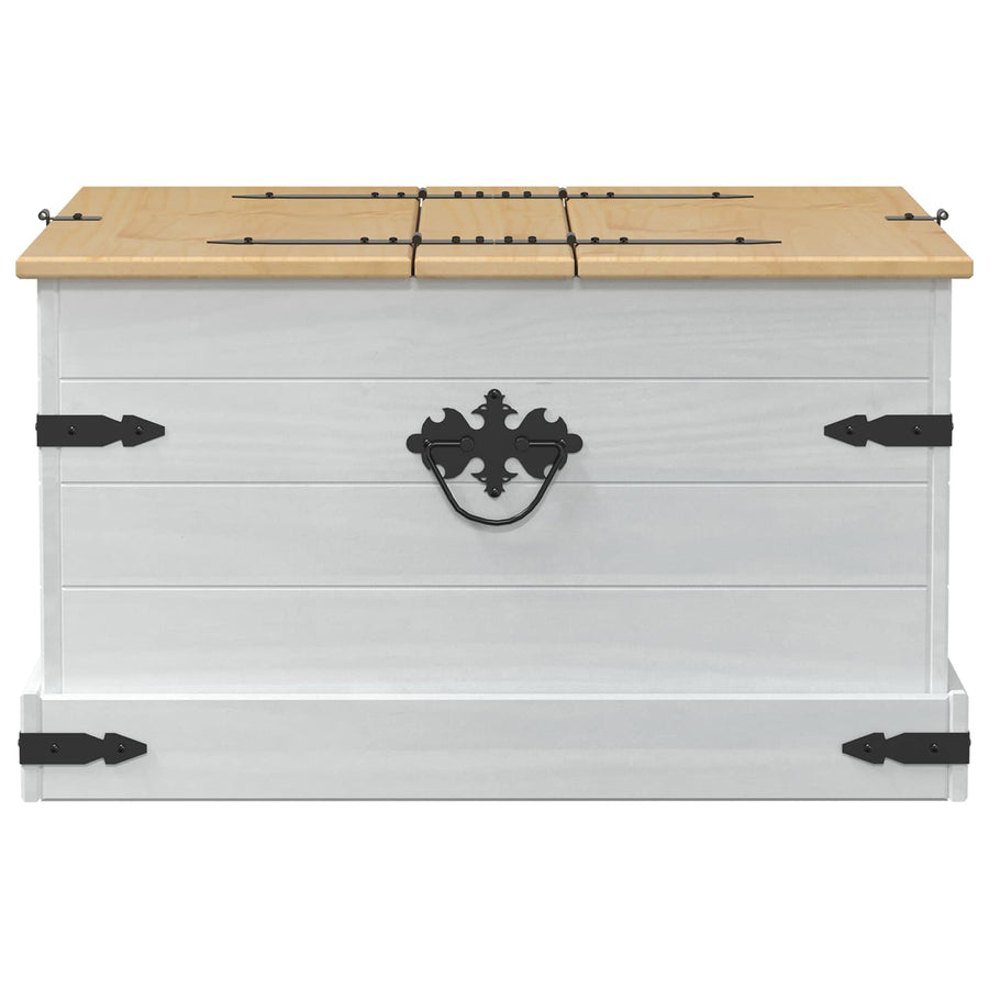 storage box met plank Wit 78 x 78 x 45 cm Massief grenenhout