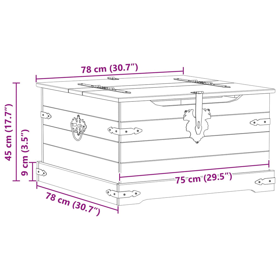 storage box met plank Wit 78 x 78 x 45 cm Massief grenenhout