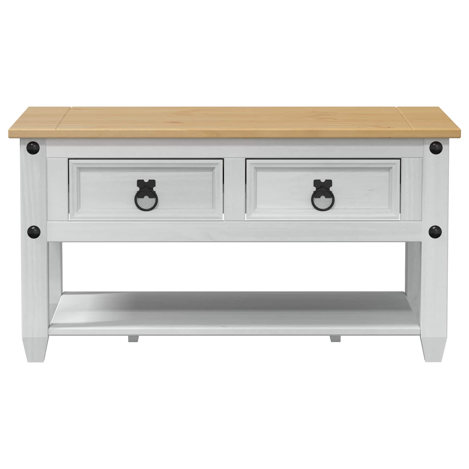 Salontafel met lade Wit 85 x 50 x 45 cm Massief grenenhout