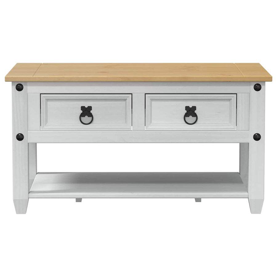 Salontafel met lade Wit 85 x 50 x 45 cm Massief grenenhout
