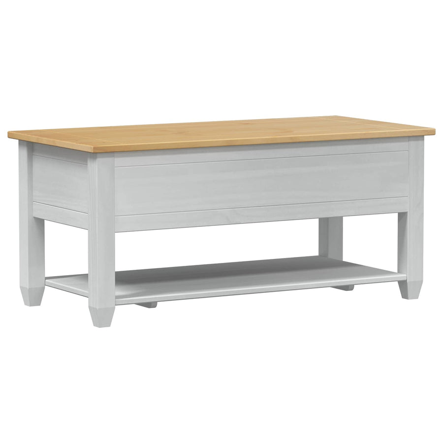 Salontafel met lade Wit 100 x 48 x 45 cm Massief grenenhout