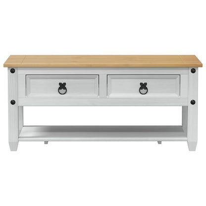Salontafel met lade Wit 100 x 48 x 45 cm Massief grenenhout