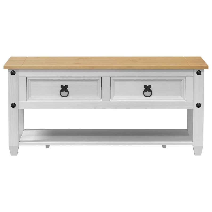 Salontafel met lade Wit 100 x 48 x 45 cm Massief grenenhout