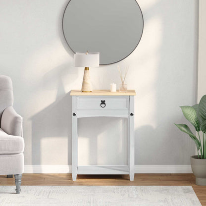 Console tafel met lade Wit 55 x 35 x 73 cm Massief grenenhout