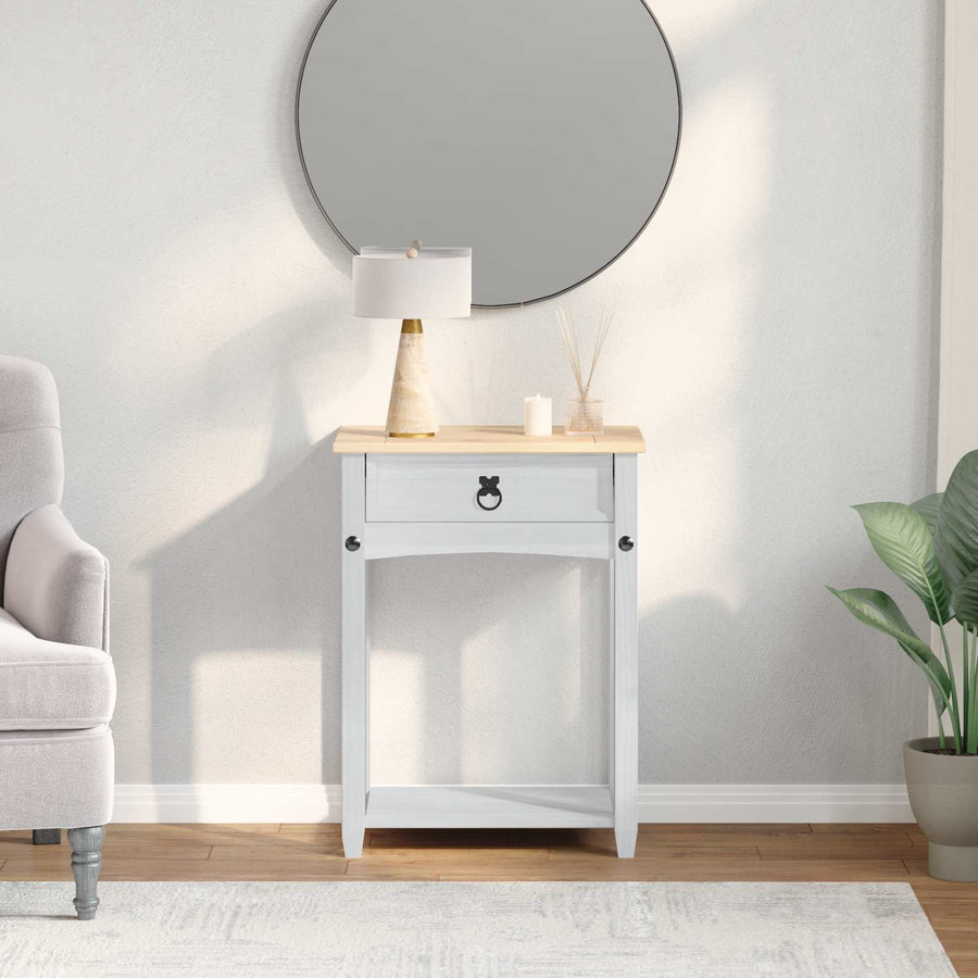 Console tafel met lade Wit 55 x 35 x 73 cm Massief grenenhout
