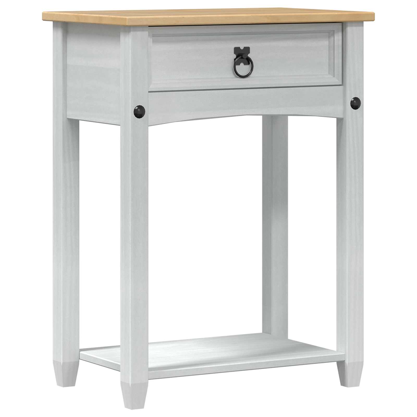 Console tafel met lade Wit 55 x 35 x 73 cm Massief grenenhout
