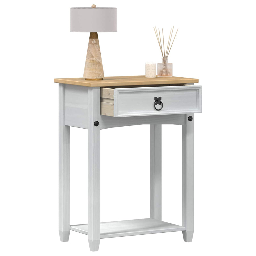 Console tafel met lade Wit 55 x 35 x 73 cm Massief grenenhout