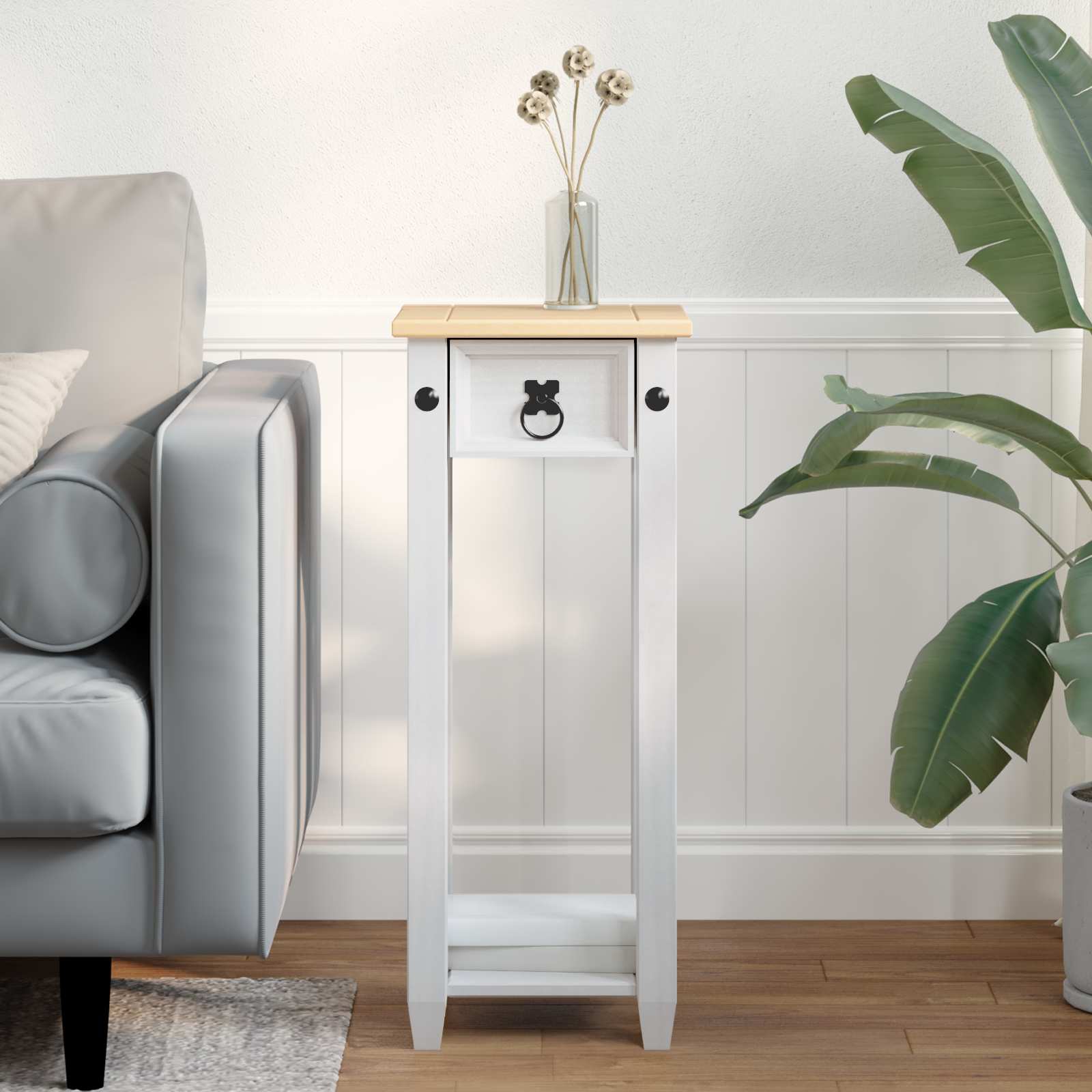 Plantenstandaard Wit 30 x 30 x 73 cm Massief grenenhout