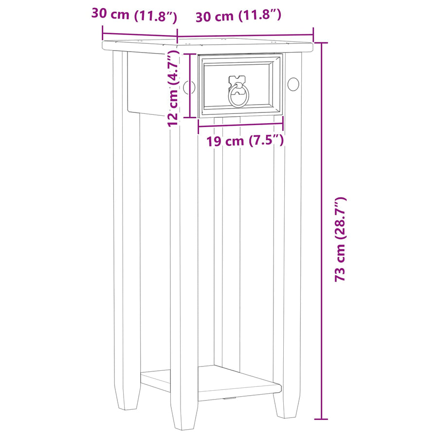 Plantenstandaard Wit 30 x 30 x 73 cm Massief grenenhout