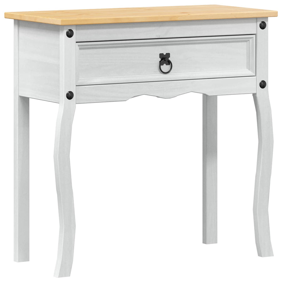 Console tafel met lade Wit 73 x 35 x 73 cm Massief grenenhout