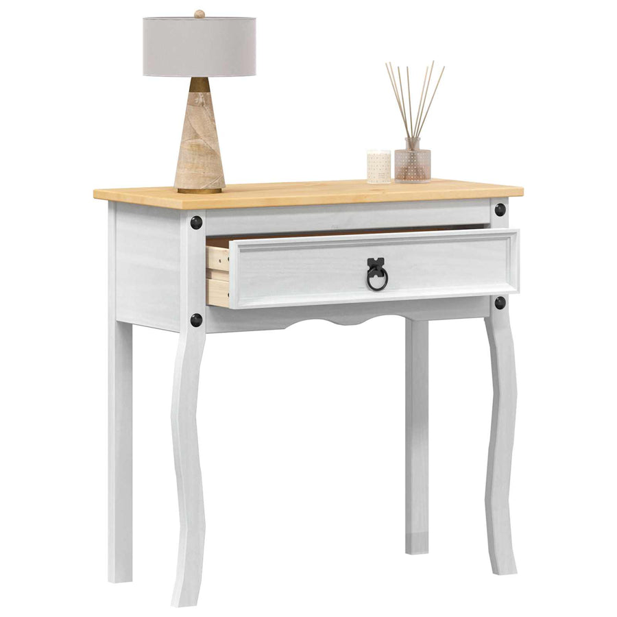 Console tafel met lade Wit 73 x 35 x 73 cm Massief grenenhout