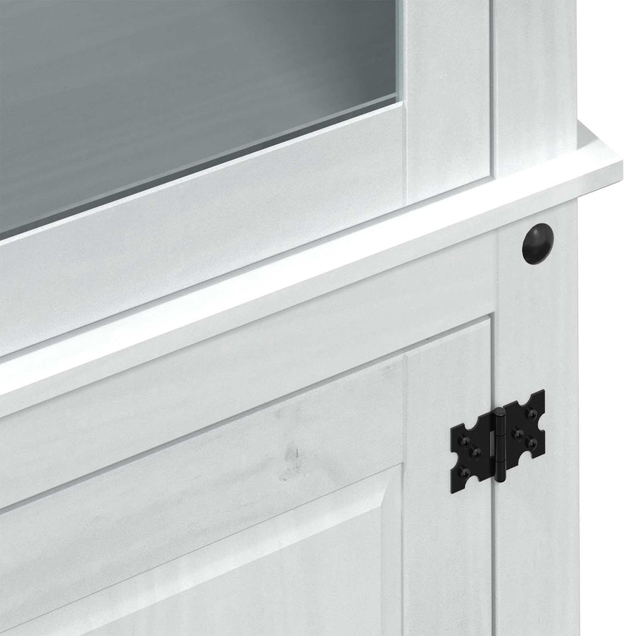 Vitrinekast Wit 103,5 x 42 x 180 cm Massief grenenhout
