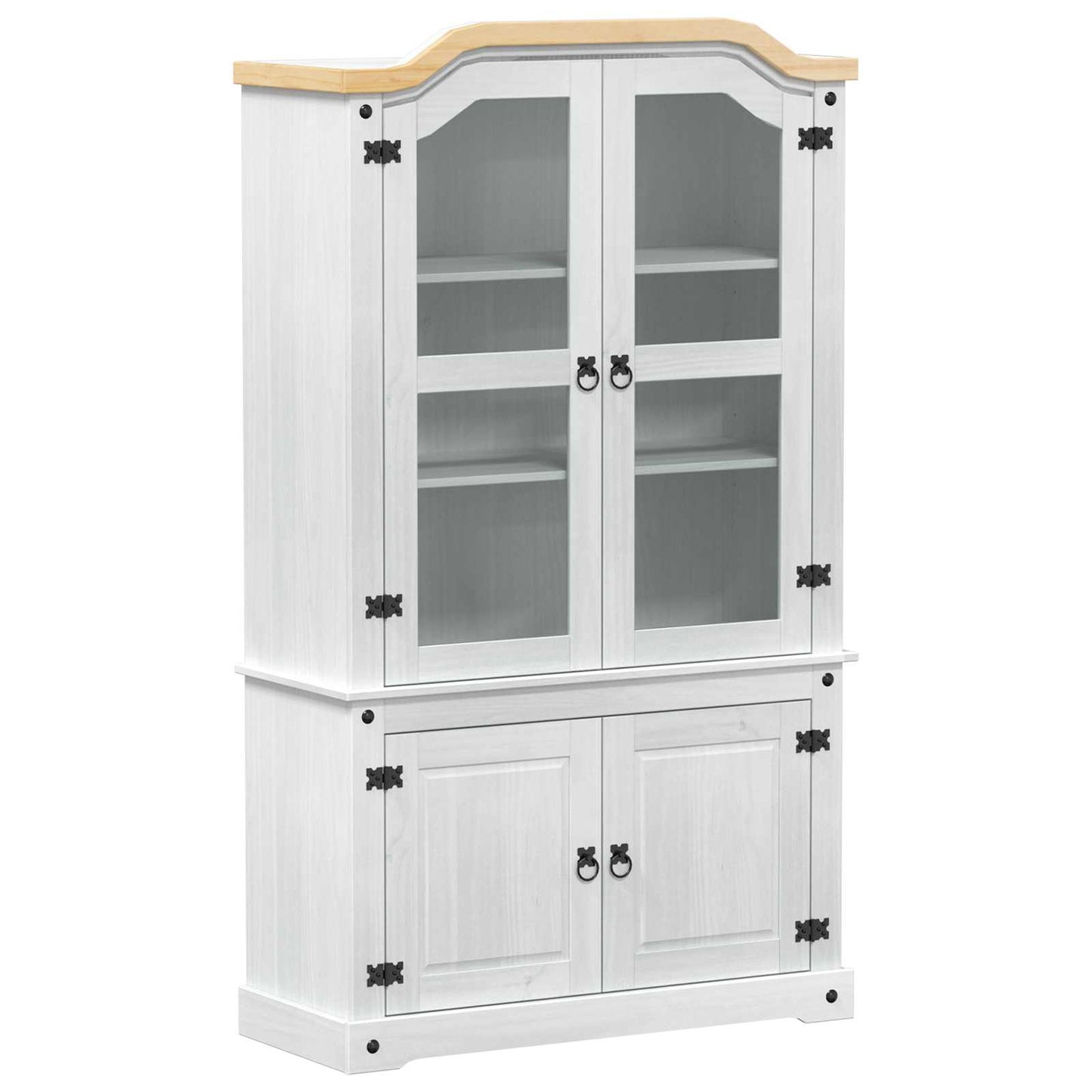 Vitrinekast Wit 103,5 x 42 x 180 cm Massief grenenhout