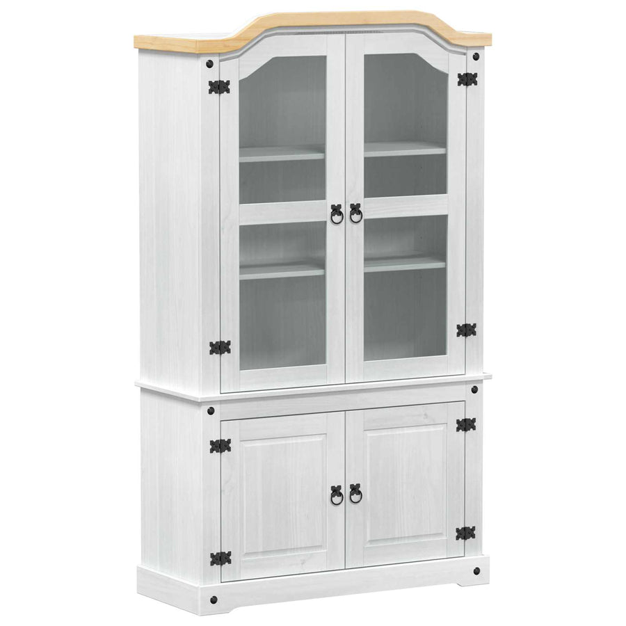 Vitrinekast Wit 103,5 x 42 x 180 cm Massief grenenhout