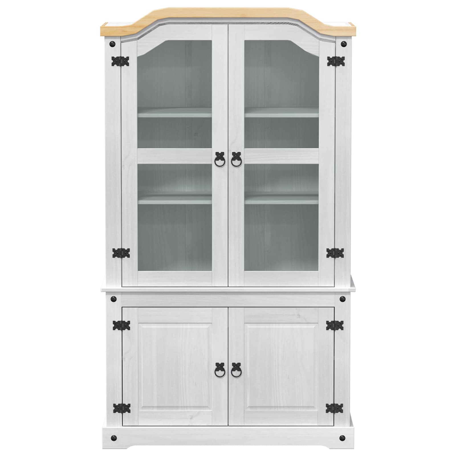 Vitrinekast Wit 103,5 x 42 x 180 cm Massief grenenhout