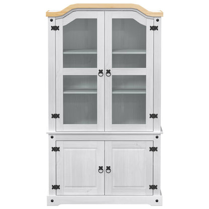 Vitrinekast Wit 103,5 x 42 x 180 cm Massief grenenhout