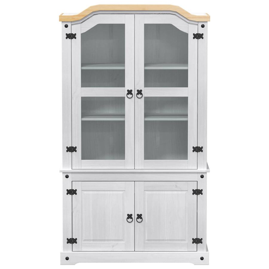 Vitrinekast Wit 103,5 x 42 x 180 cm Massief grenenhout