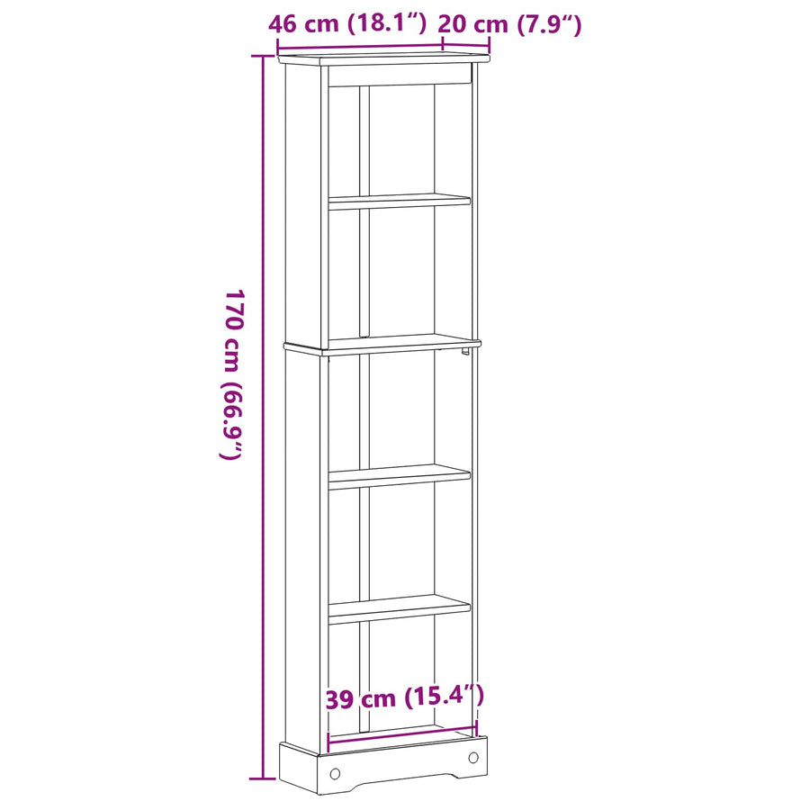 Boekenkast Wit 46 x 20 x 170 cm Massief grenenhout