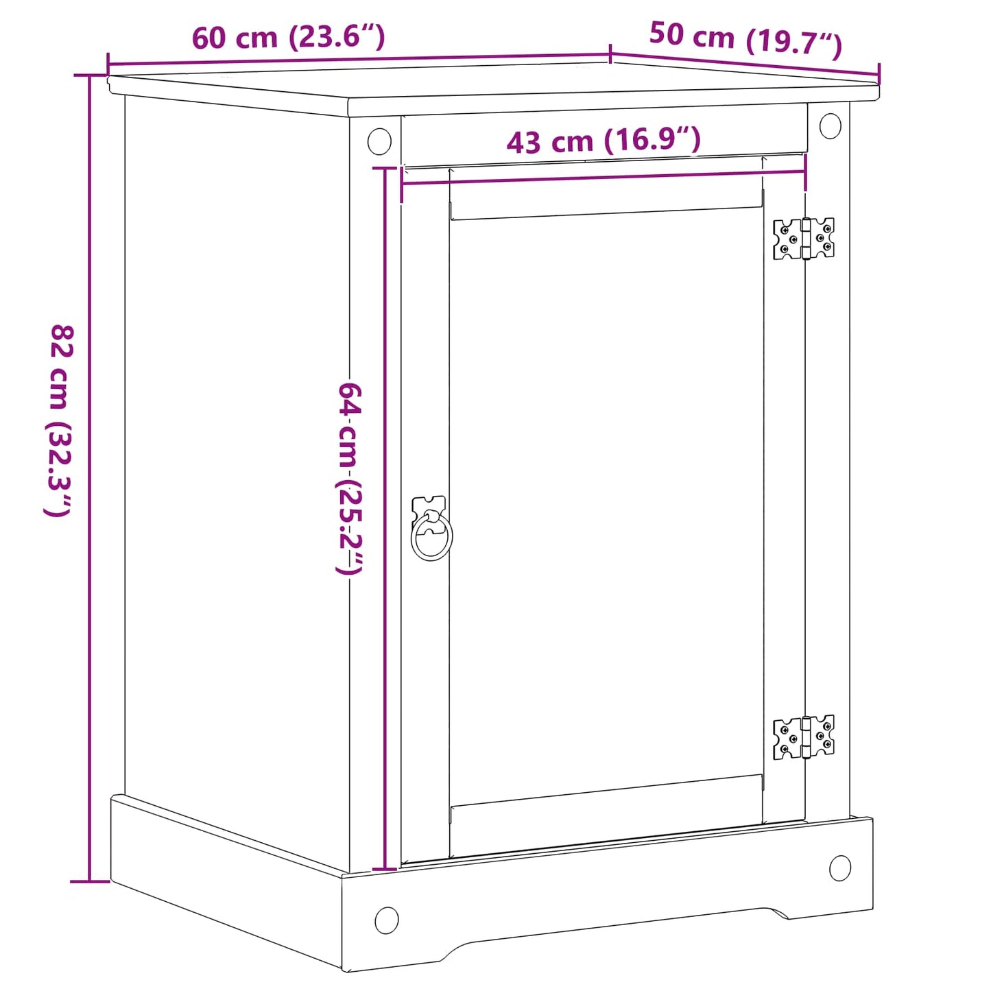 HiFi kast Wit 60 x 50 x 82 cm Massief grenenhout