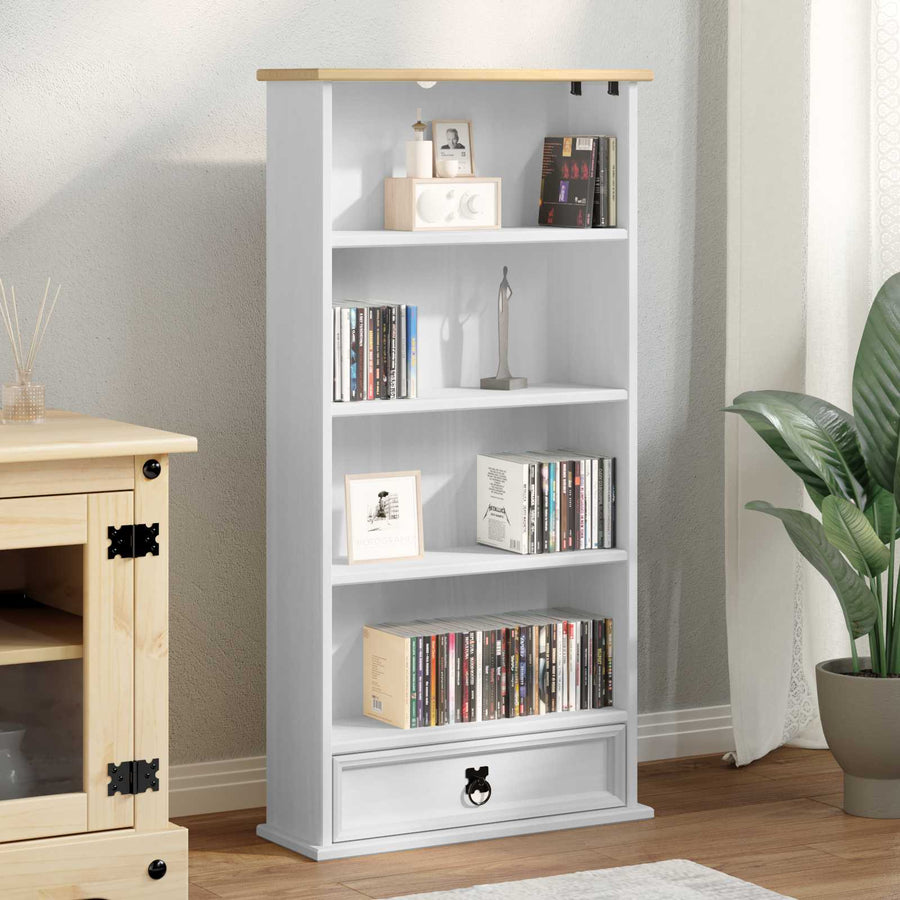 CD kast Wit 52 x 17.5 x 103 cm Massief grenenhout