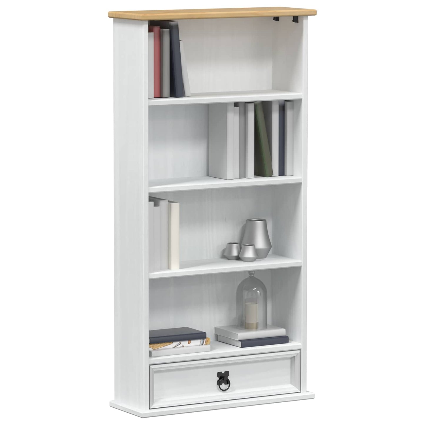 CD kast Wit 52 x 17.5 x 103 cm Massief grenenhout
