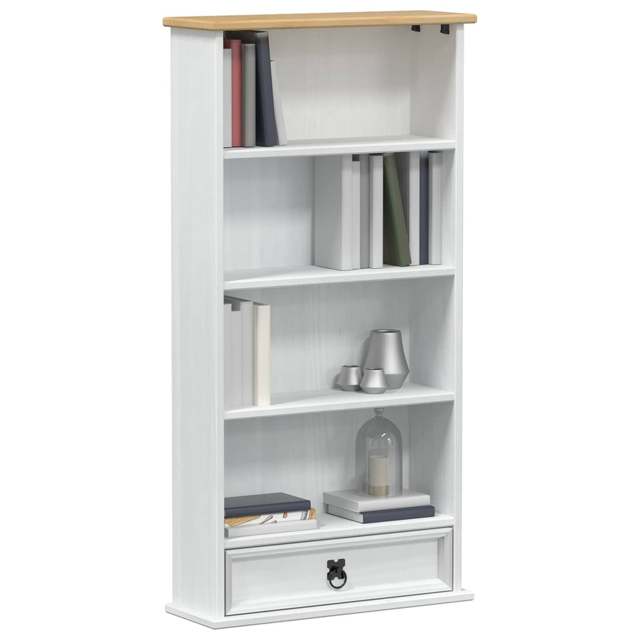 CD kast Wit 52 x 17.5 x 103 cm Massief grenenhout
