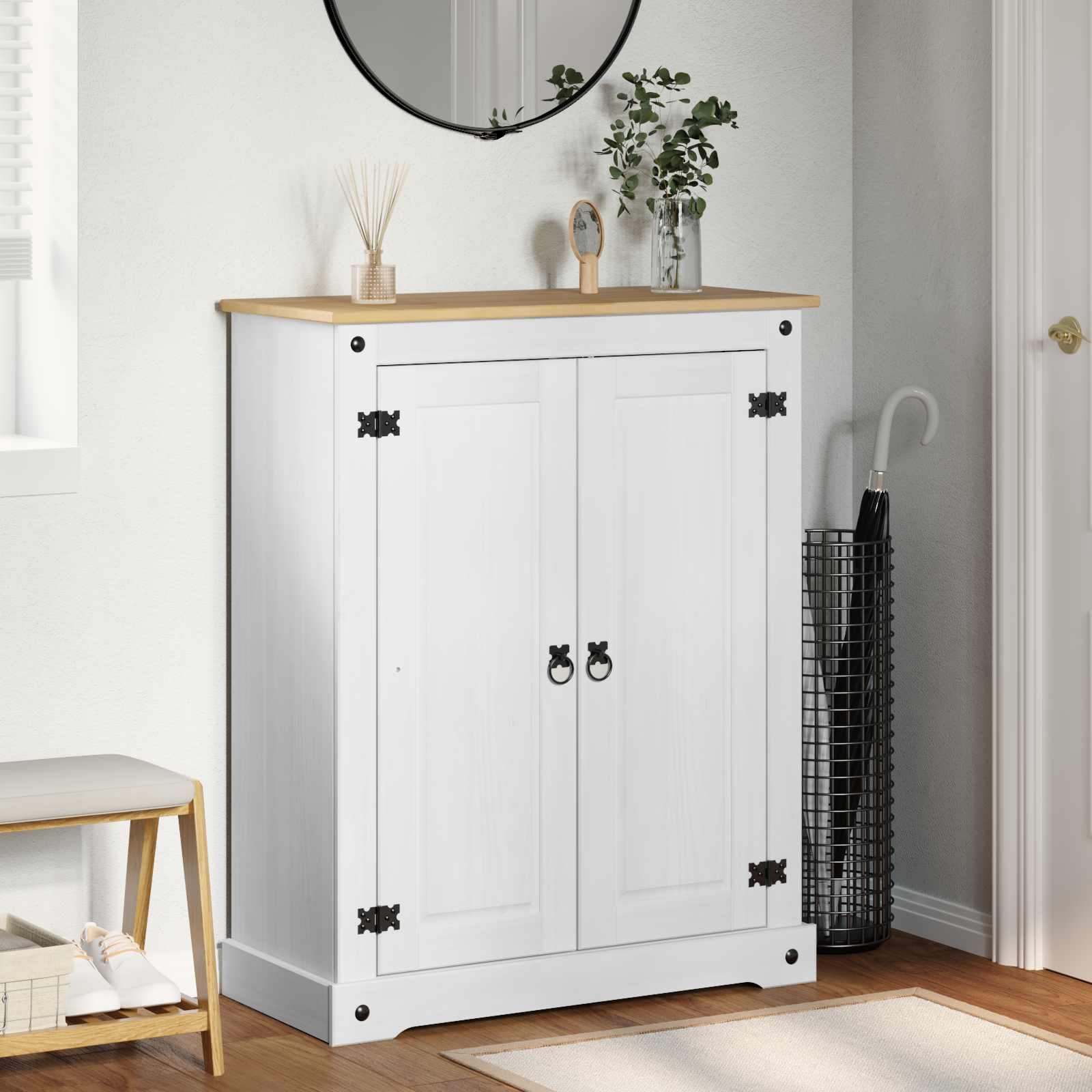 Schoenenkast Wit 86 x 38.5 x 1080 cm Massief grenenhout