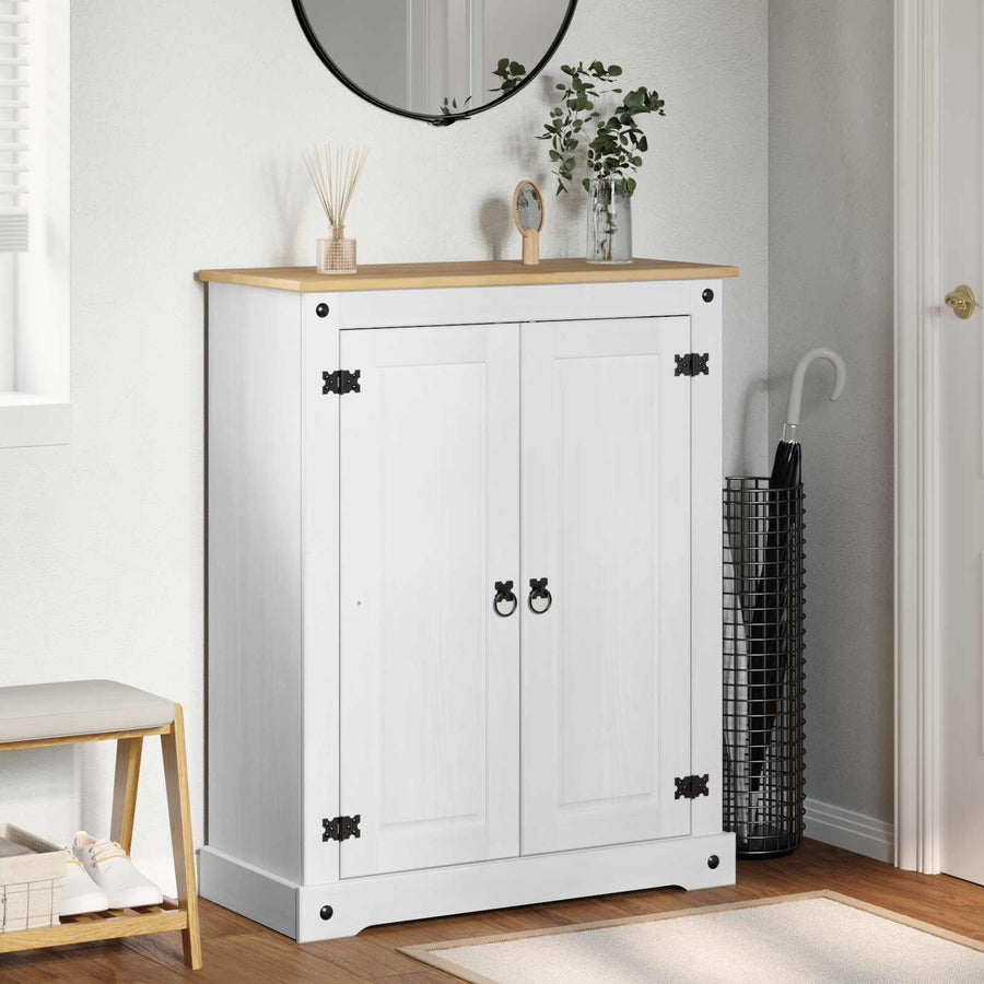 Schoenenkast Wit 86 x 38.5 x 1080 cm Massief grenenhout