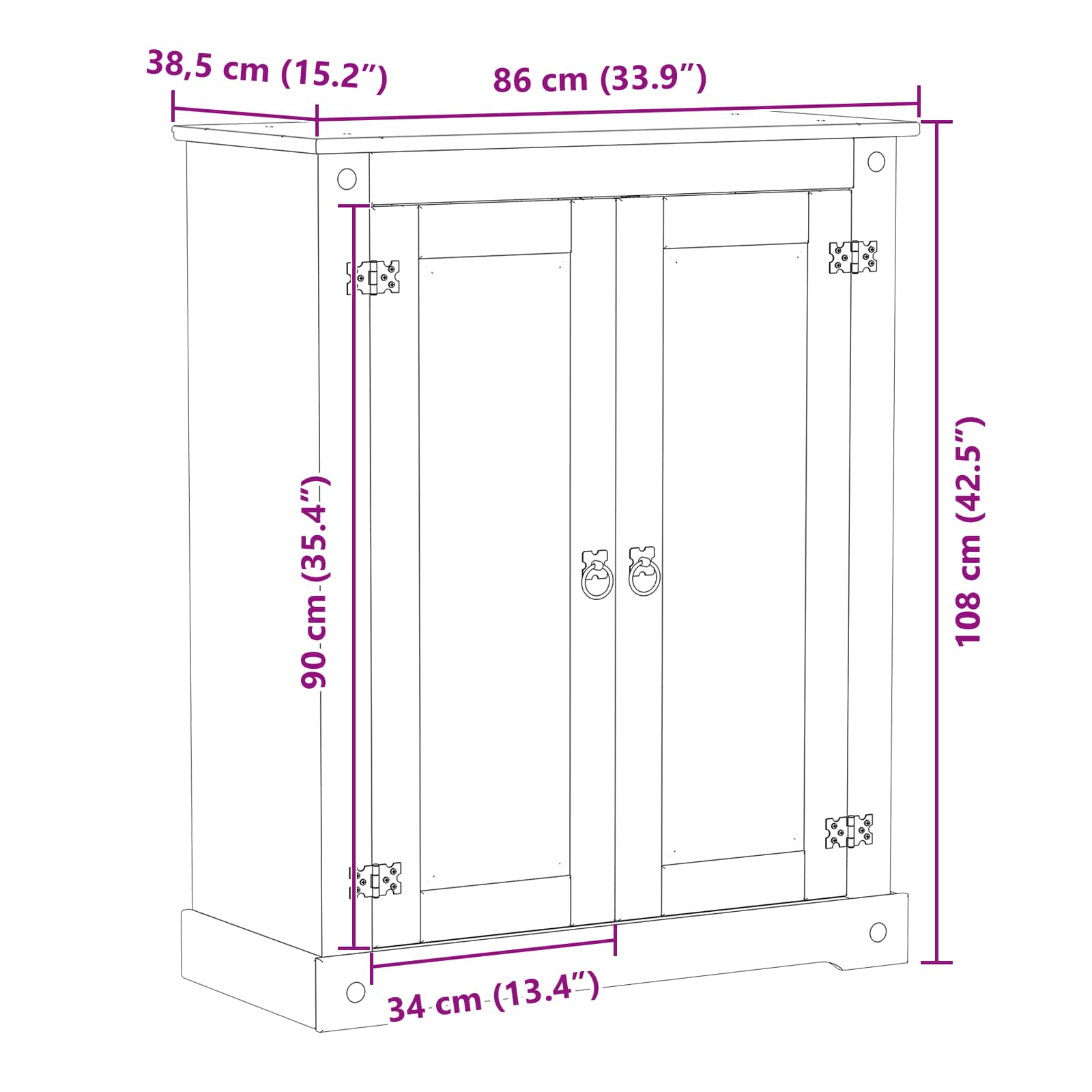 Schoenenkast Wit 86 x 38.5 x 1080 cm Massief grenenhout