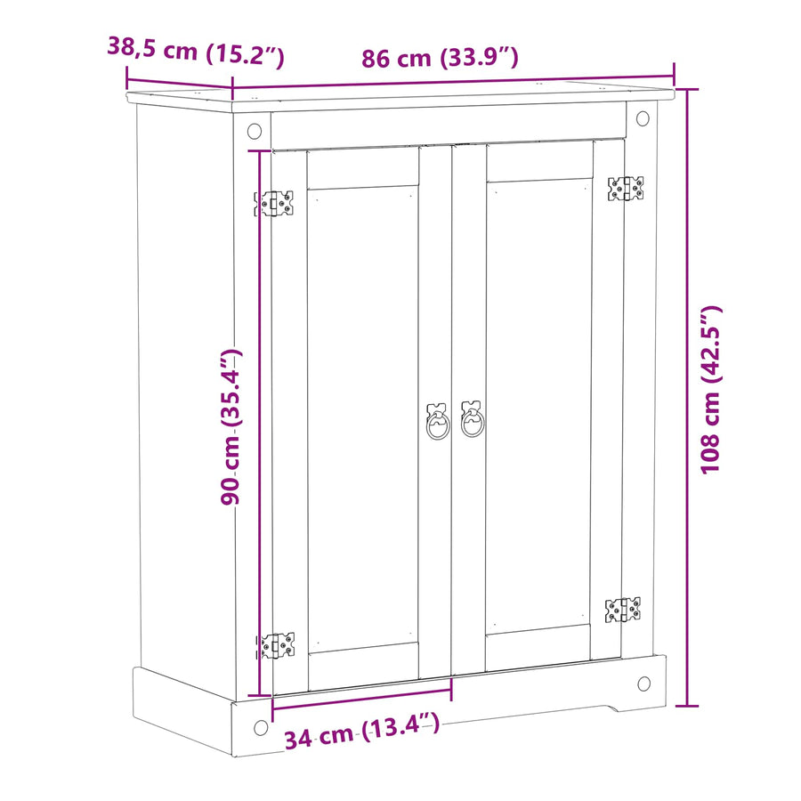 Schoenenkast Wit 86 x 38.5 x 1080 cm Massief grenenhout