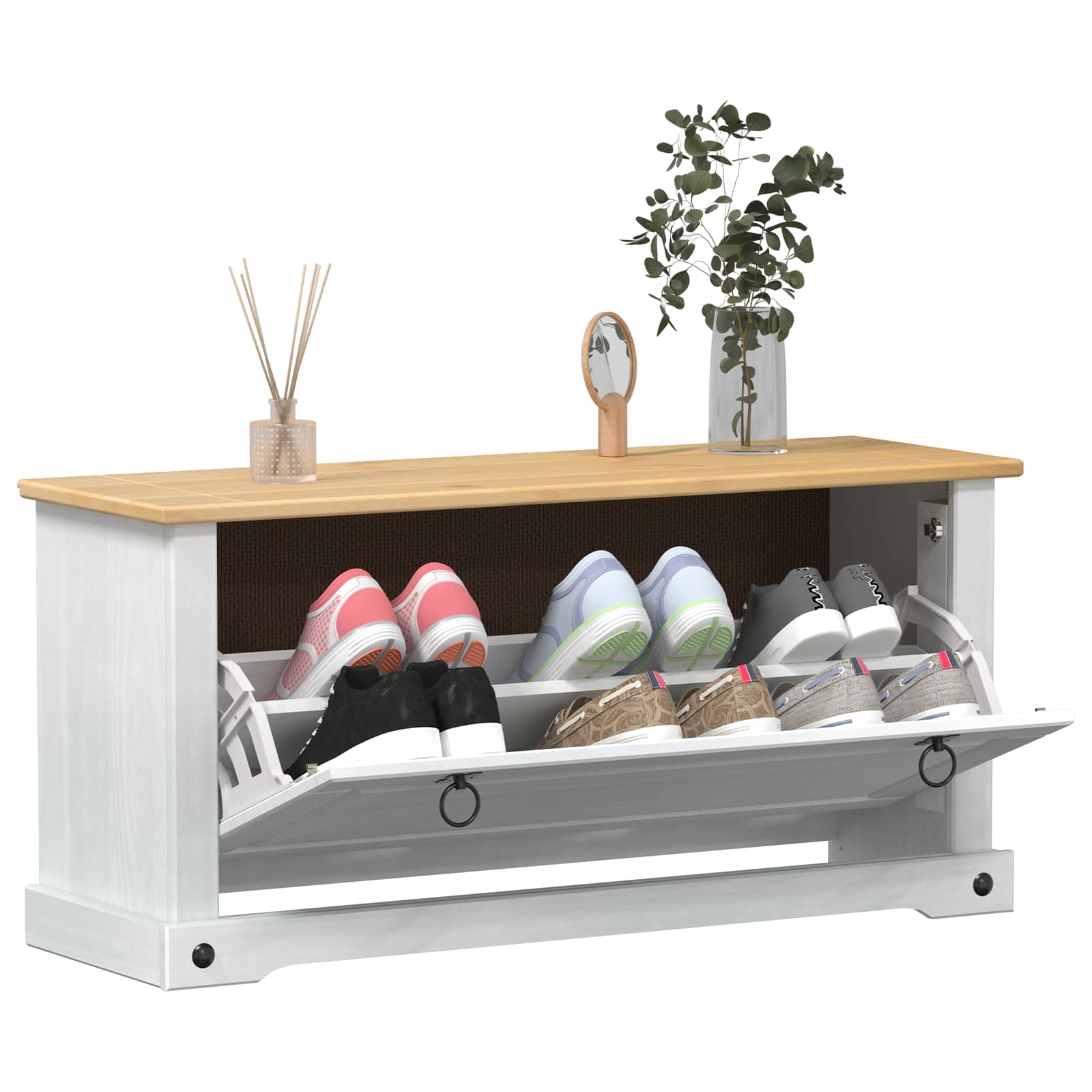 Schoenenkast Corona Wit 99 x 32 x 49 cm Massief grenenhout