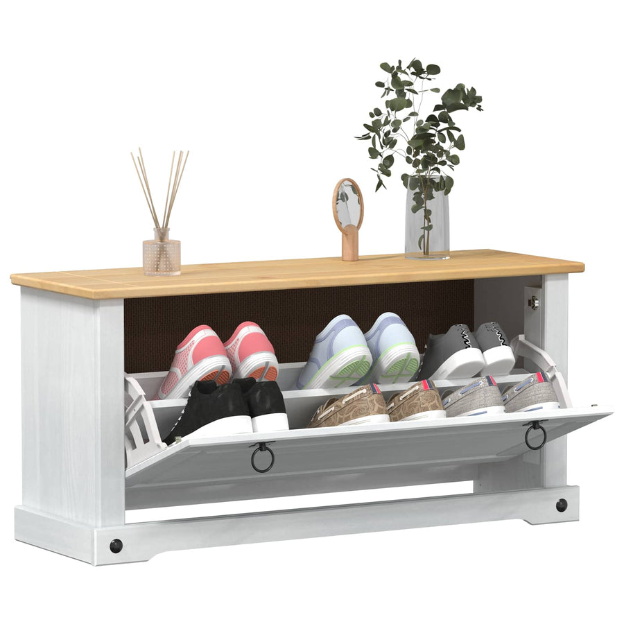 Schoenenkast Corona Wit 99 x 32 x 49 cm Massief grenenhout
