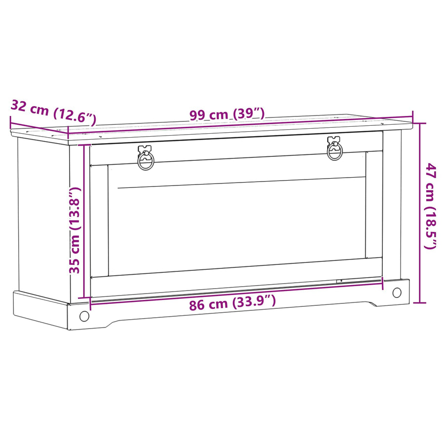 Schoenenkast Corona Wit 99 x 32 x 49 cm Massief grenenhout