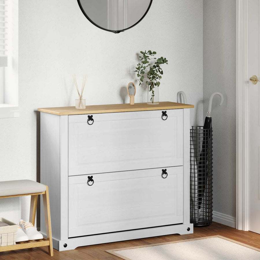 Schoenenkast Corona Wit 99 x 32 x 85 cm Massief grenenhout