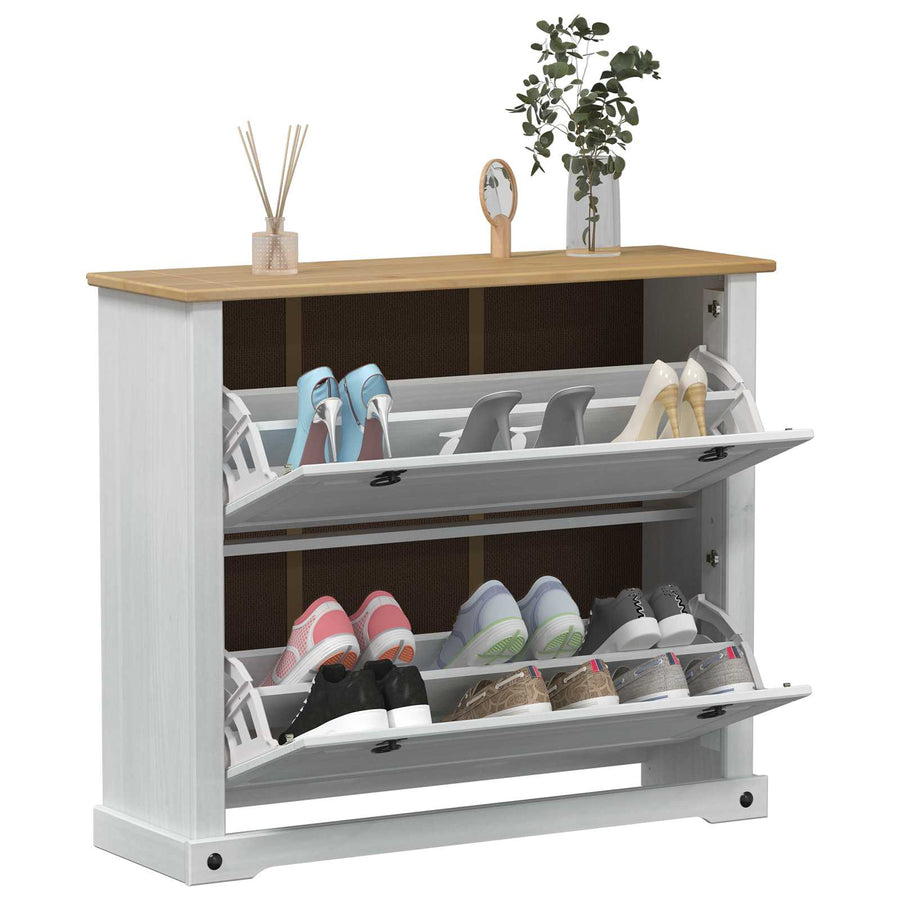 Schoenenkast Corona Wit 99 x 32 x 85 cm Massief grenenhout