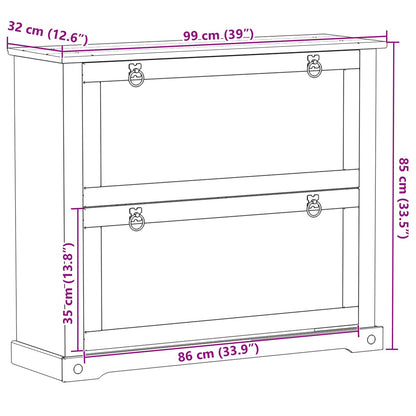 Schoenenkast Corona Wit 99 x 32 x 85 cm Massief grenenhout