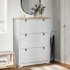 Shoe Cabinet Corona White 99 x 32 x 122 cm Solid Pine Wood