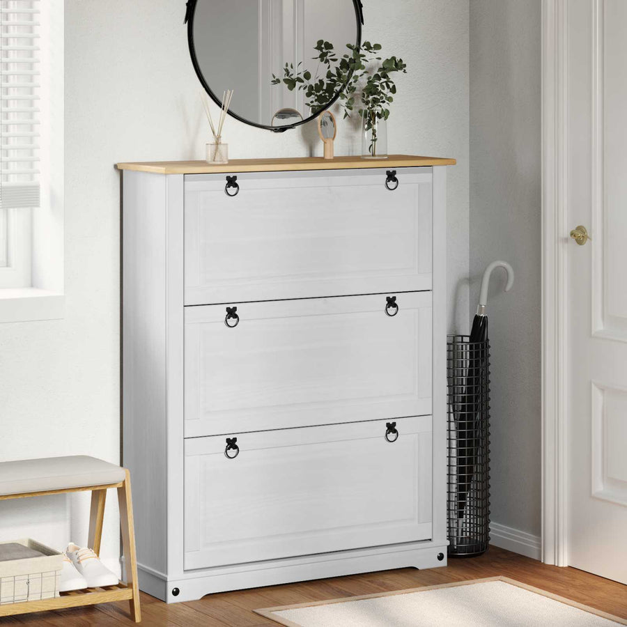 Schoenenkast Corona Wit 99 x 32 x 122 cm Massief grenenhout
