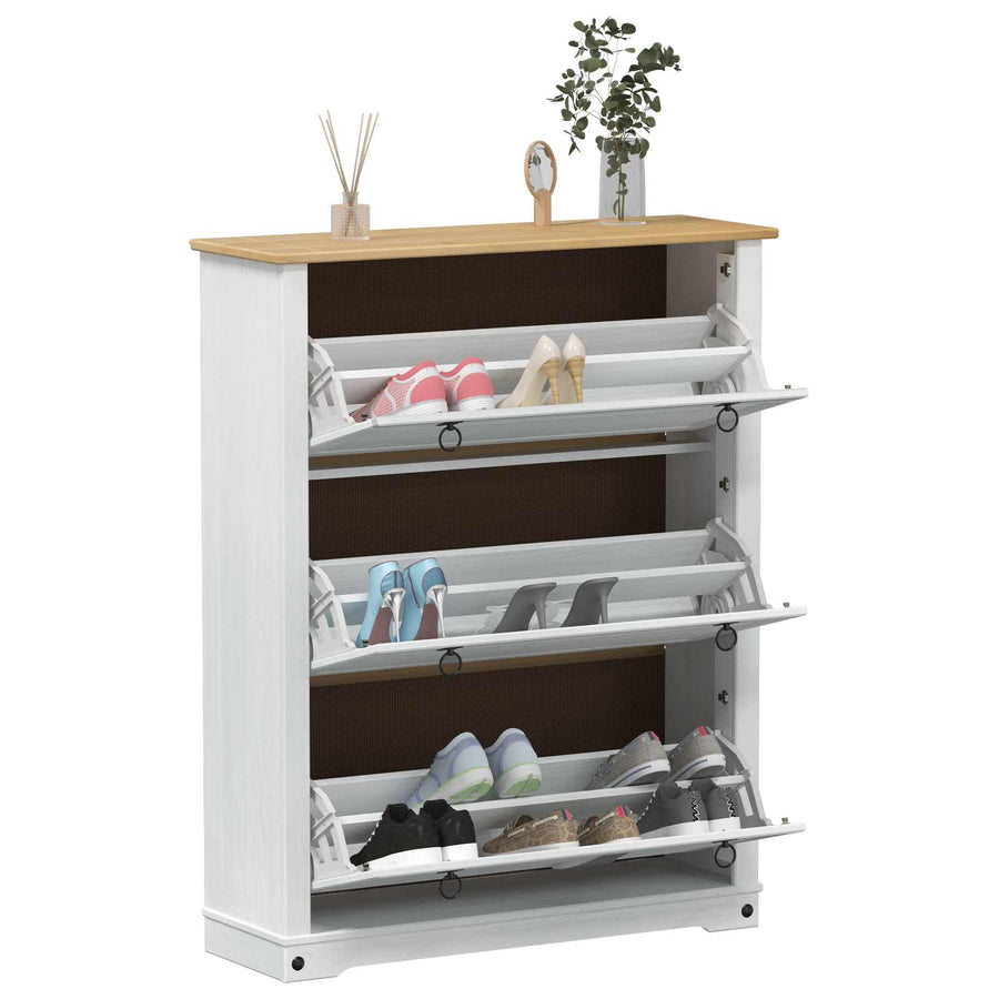 Schoenenkast Corona Wit 99 x 32 x 122 cm Massief grenenhout