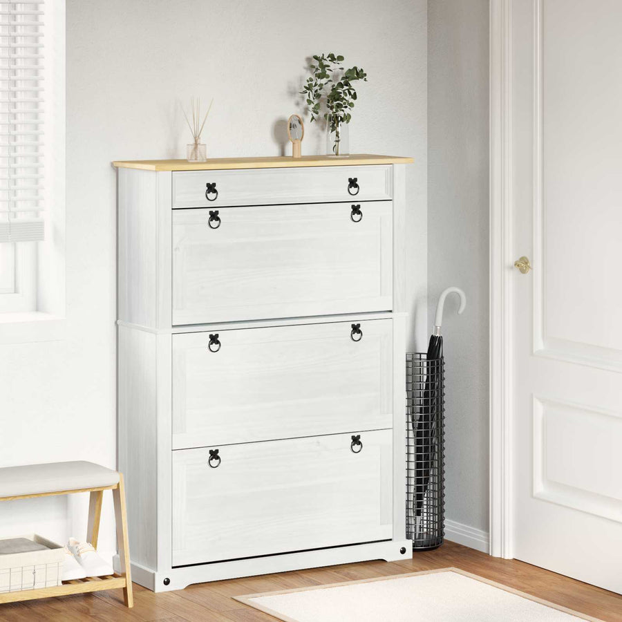 Schoenenkast Corona Wit 99 x 32 x 138 cm Massief grenenhout