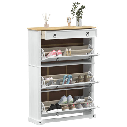 Schoenenkast Corona Wit 99 x 32 x 138 cm Massief grenenhout