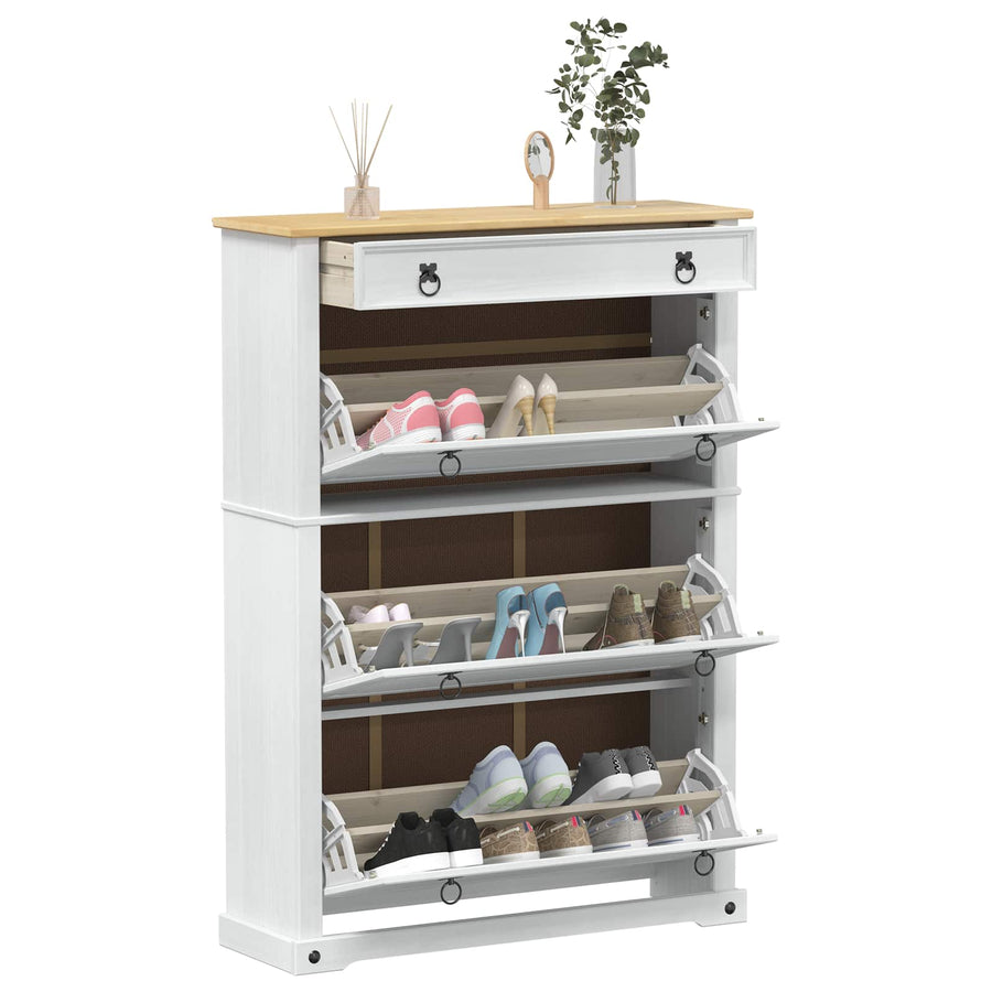 Schoenenkast Corona Wit 99 x 32 x 138 cm Massief grenenhout