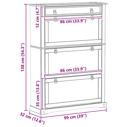 Schoenenkast Corona Wit 99 x 32 x 138 cm Massief grenenhout