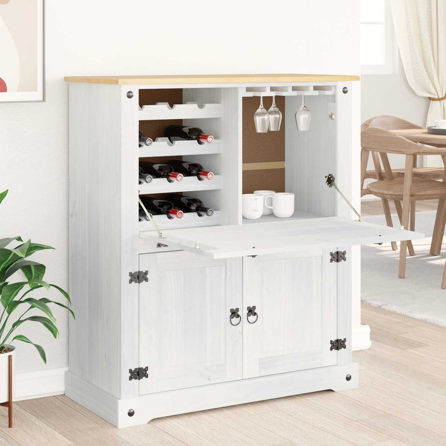 Wijnkast Wit 97 x 45 x 114 cm Massief grenenhout