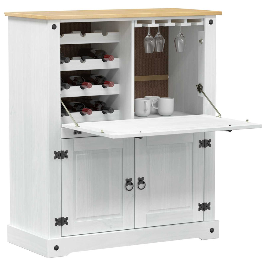 Wijnkast Wit 97 x 45 x 114 cm Massief grenenhout